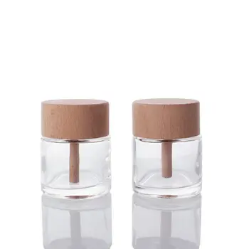 50 ml átlátszó üveg illatospalackok fa kupakkal Üres újratölthető üvegek Illóolajok Tartályok Parfümös üveg