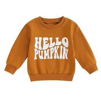 Kisgyermek baba Halloween pulóver hosszú ujjú rajzfilm levél nyomtatás pulóver laza felsők