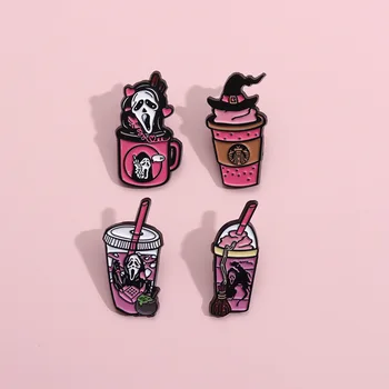 Zománc tű kreatív jég Amerikai csillag Ice Le kávéital Styling karkötő Női bross rajzfilm Halloween sorozat Fém embléma 2