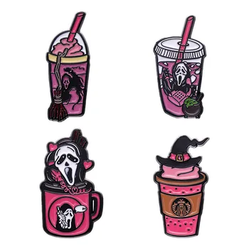 Zománc tű kreatív jég Amerikai csillag Ice Le kávéital Styling karkötő Női bross rajzfilm Halloween sorozat Fém embléma 5