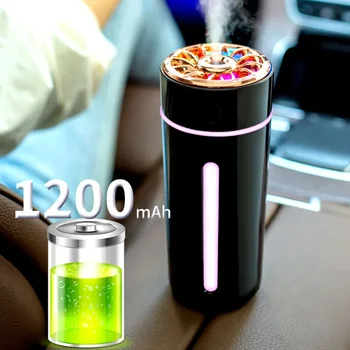 360ML vezeték nélküli autós légnedvesítő hordozható USB diffúzor ködkészítő otthoni hálószobához RGB LED színes fényekkel