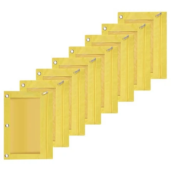 8DBS háromlyukú, nagy kapacitású ceruzatartó tasak Tartós iratrendező tasak átlátszó ablakkal sárga