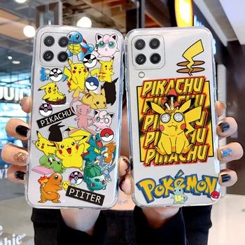 Samsung Galaxy A22 4G telefontokhoz Pár vicces anime rajzfilm P-Pokemon Gengar Pikachu szilikon puha átlátszó átlátszó tok