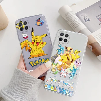 Samsung Galaxy A22 4G telefontokhoz Pár vicces anime rajzfilm P-Pokemon Gengar Pikachu szilikon puha átlátszó átlátszó tok 4