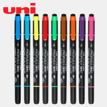 Uni Pus-101T fluoreszkáló toll / kétfejű jelölő toll Szemet gyönyörködtető tollkészlet erős víz- és fényállósággal