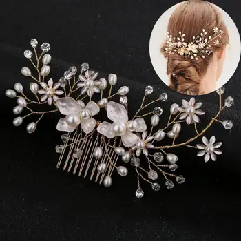 ezüst színű gyöngy strassz esküvői hajfésűk hajkiegészítők női kiegészítőkhöz Hajdíszek Ékszerek Menyasszonyi fejdísz