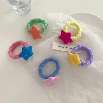 Kawaii 3D Star Candy Colors hajkötél gyerekeknek Lányok rugalmas hajpánt és hajnyakkendő szett