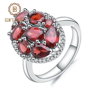 Gem's Ballet 925 Sterling ezüst koktélgyűrű természetes vörös gránát drágakő eljegyzési gyűrűk nőknek Finom ékszerek