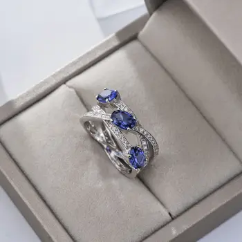 Női S925 Silver Lab Grown Gems gyűrű Moissanite Kétrétegű keresztgyűrű Lány ékszergyűrűk esti partira