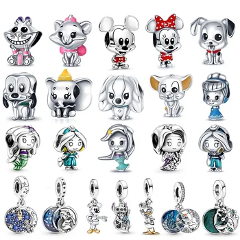 Vadonatúj 925 Sterling ezüst Mickey Minnie Charm gyöngyök S925 láncgyöngyök eredeti DIY Pandora karkötőhöz női kiegészítők
