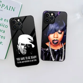 Rapper M-Missy Elliotts telefontok IPhone 14 Pro 12 11 13 Mini X XR XS Max 8 7 6 Plus SE 2023 üveg hátlaphoz
