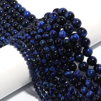 Természetes kőgyöngyök Kék lapis Lazuli tigrisszem kő kerek laza gyöngyök ékszerkészítéshez DIY nyaklánc karkötő kiegészítők