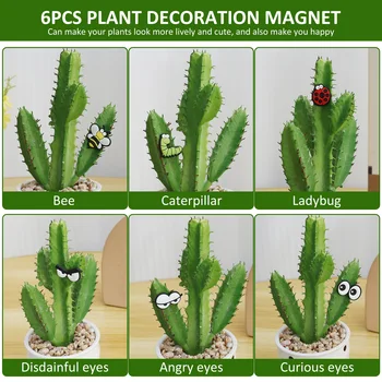 6Db növényi mágnesek Aranyos vicces rajzfilm szemek mágnes Könnyű mágneses növényi szemek dekoráció Növényszéf mágnesek a növény szerelmeseinek 3