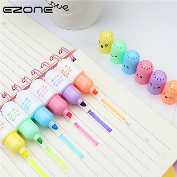 EZONE 6db/Set színes jelölő toll rajzfilm mini tabletták jelölő toll fluoreszkáló toll diákok írószer iskolai irodai írószer