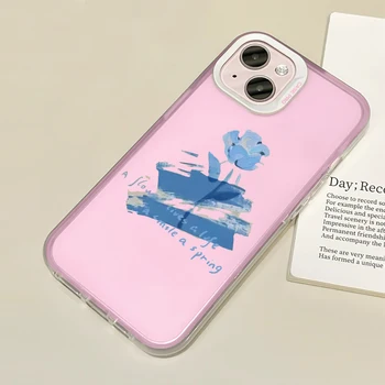 Graffiti virágos telefontok iPhone 14-hez 13 ProMax XR XS Max 7 8 Plus SE 12 11 Luxus rózsaszín puha TPU védőhéj Coque