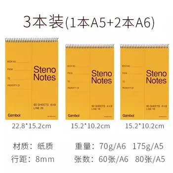 Új 3db/készlet A5 A6 Japán Guoyu tekercs notebook angol Word Book hordozható jegyzetfüzet, oszlopgyorsírás, hallgatói vázlat 3