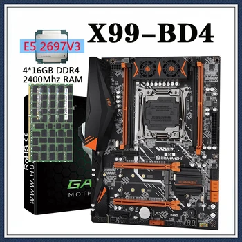 X99 BD4 alaplap szett LGA 2011-3 készlettel Intel E5 2697 V3 4*16GB=64GB DDR4 RECC memória kombinált készlet készlet NVME NGFF
