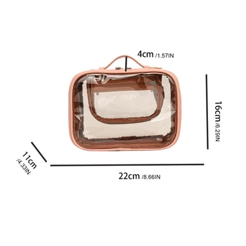 Exquisite Craft kozmetikai szervezőtáska Nagy kapacitású átlátszó porálló kozmetikai táska tartós rózsaszín 5