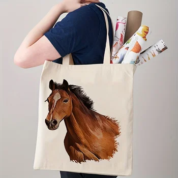 Egyszerű lómintás válltáska, könnyű vásárlói táska, All-Match táska munkához Ló szerelmes táska