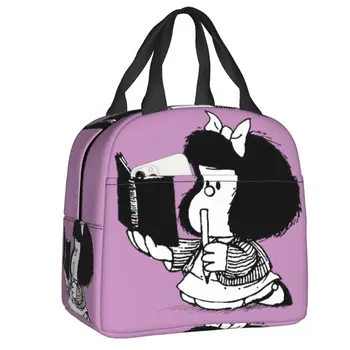 Mafalda notebookkal Hőszigetelt uzsonnás táskák Női Quino képregény rajzfilm Átvehető ebédtáskák munkához Iskolai utazás Food Box 0