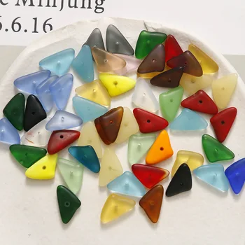 10db színes kis kő háromszög üveg perforált távtartó tartozékok Gyöngyök ékszerkészítéshez DIY kézzel készített karkötő nyaklánc