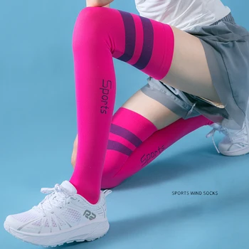 1 pár kompressziós zokni Lélegző sportzokni csúszásmentes focizokni futás fitnesz védelem női zokni csíkos harisnya