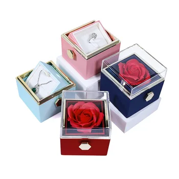 prémium forgó örök virág díszdoboz Valentin-napi rózsa ékszerdoboz gyűrűs doboz nyaklánc doboz ékszer csomagolás