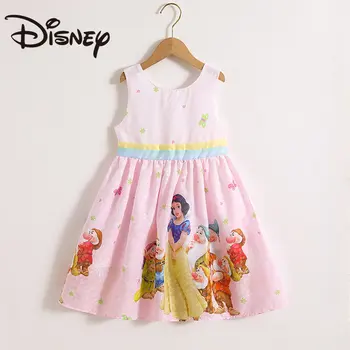 Disney Girl's Dress 2023 Summer New Snow White Sundress Summer Children's Clothes alkalmi mintás szoknya