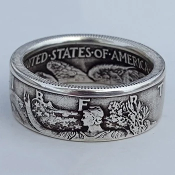 Punk retro stílusú gyűrűk férfiaknak Személyiség fém ujjgyűrűk régi ezüst színű utánzata 1945 féldolláros design gyűrű