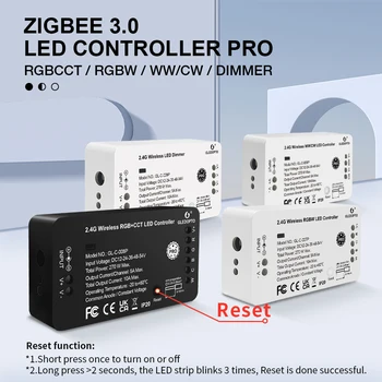 GLEDOPTO Zigbee 3.0 LED vezérlő reset kulcs DIM CCT RGBW RGB+CCT Pro Munka a Tuya Smart Life alkalmazással Hang RF távkapcsoló