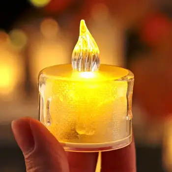 24Pcs elektronikus gyertyafény díszes éjszakai megvilágítás Mini LED gyertyalámpa Party Prop Confession Prayer Church 0