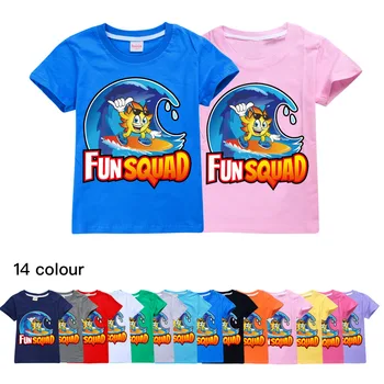 Summer Kids Fun Squad Game póló Fiúk Pamut rövid ujjú Alkalmi pólók Gyerekruhák Rajzfilm Print Girls Póló O-nyakú felsők