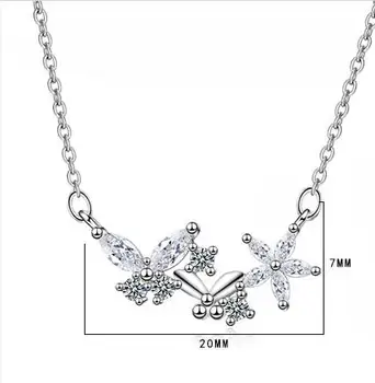 925 Sterling ezüst káprázatos cirkon virág medál nyaklánc táncoló pillangó állítható nyaklánc nőknek BSN336 5