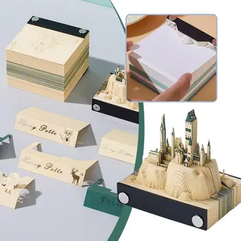 Big Castle 3D Jegyzettömb Papír Szobrászat Műalkotás DIY jegyzet Építészet Jegyzettömb Öntapadó művészet Eredetiség Épület Retro Creative R3C3