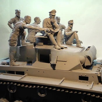 1:16 Öntött gyanta modell összeszerelő készlet Tank katona teljes készlet (6 fő) készlet festetlen Ingyenes szállítás